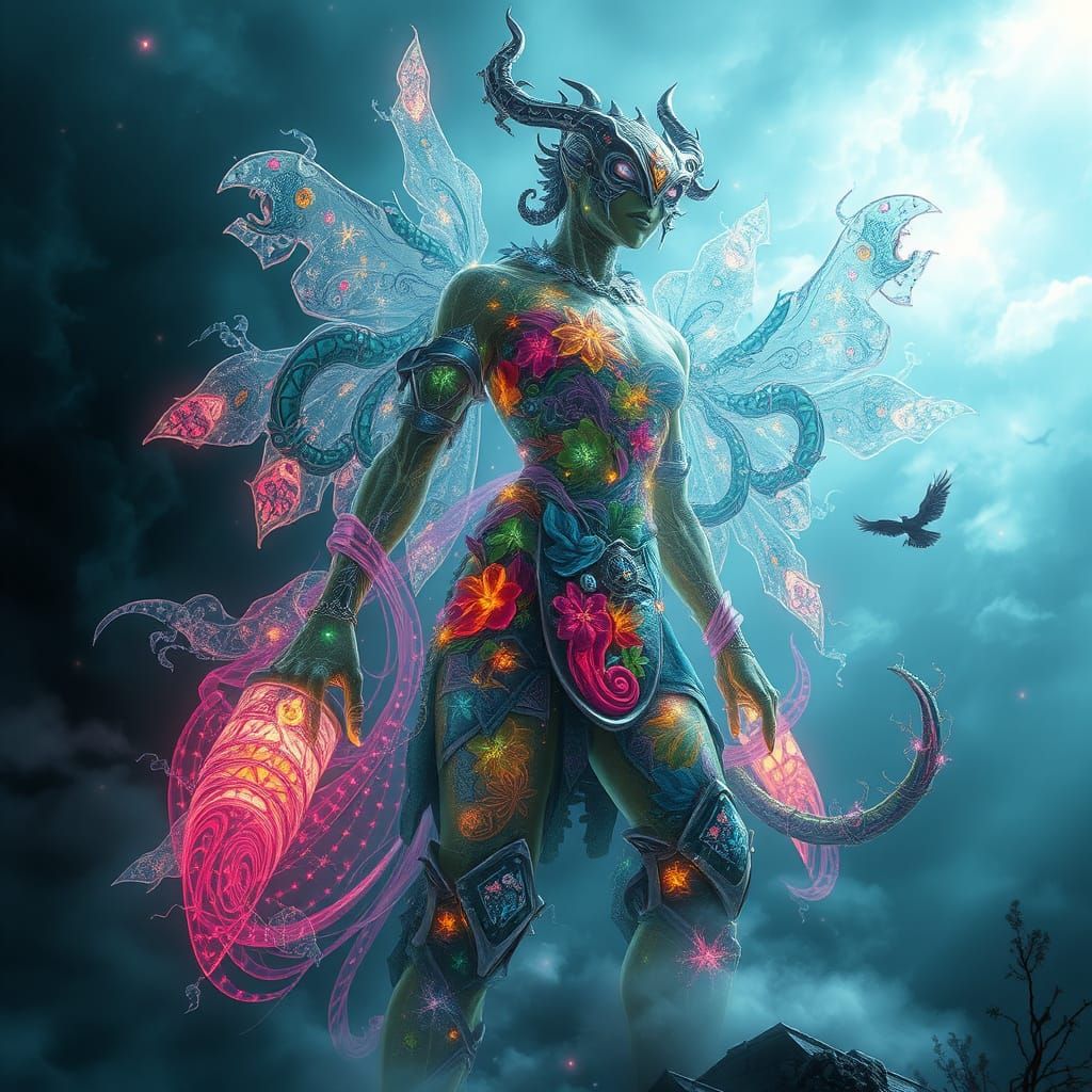 Ethereal Dreamscapes Unite: Lush Patterns, Mythical Creature...