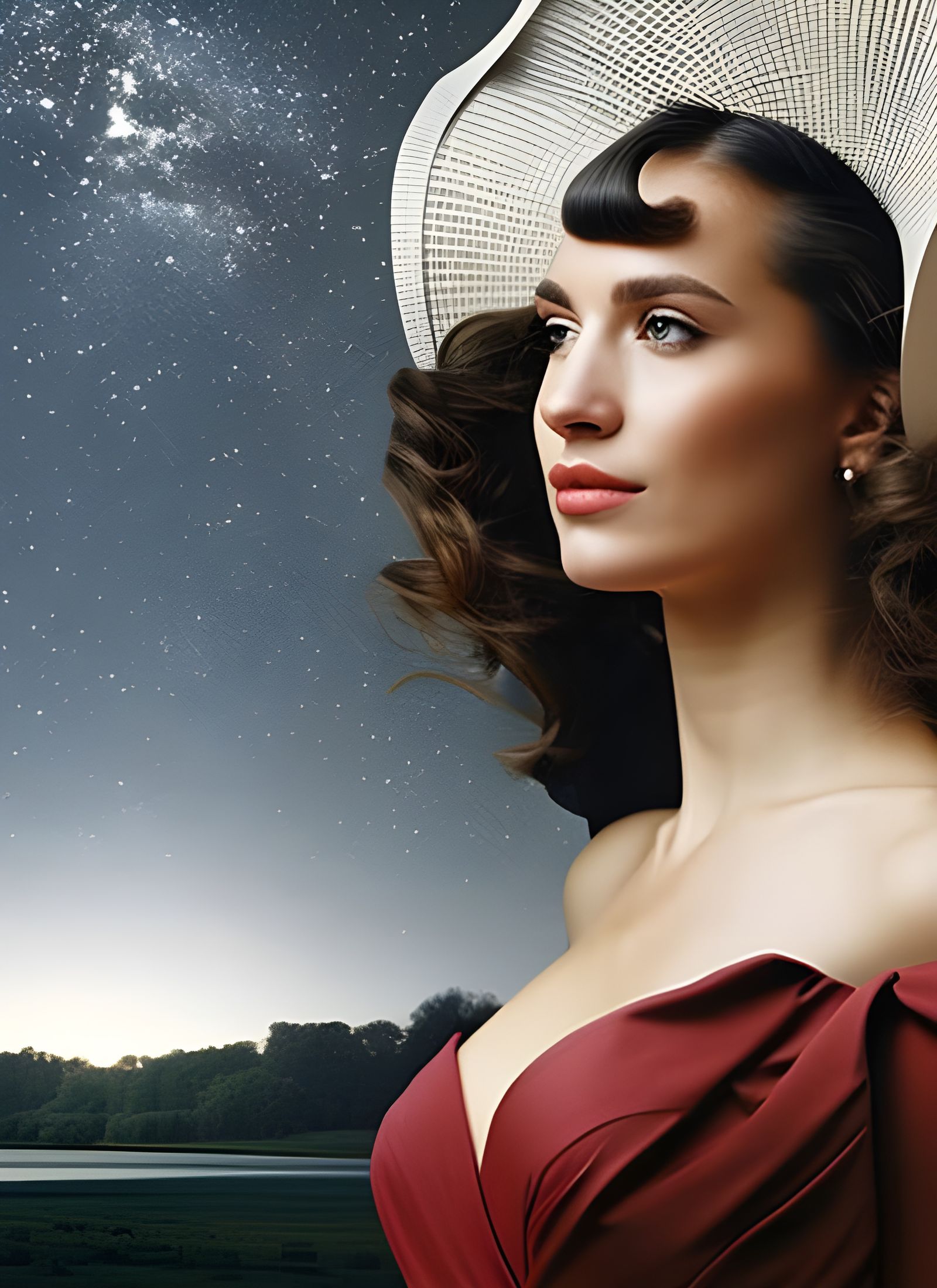 Beautiful Woman in London Cafe: Photorealistic Oil Painting