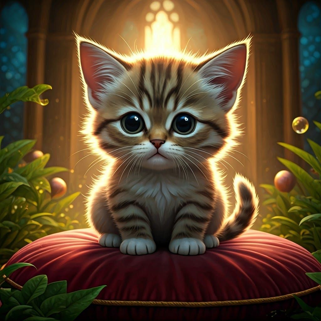 Cute Kitten in Mystical Medieval Setting
