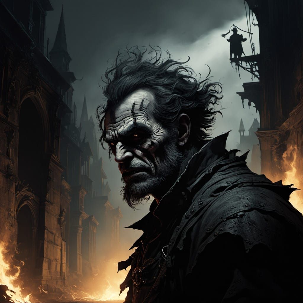 Battle-Hardened Clown Charging with Fierce Inner Intensity