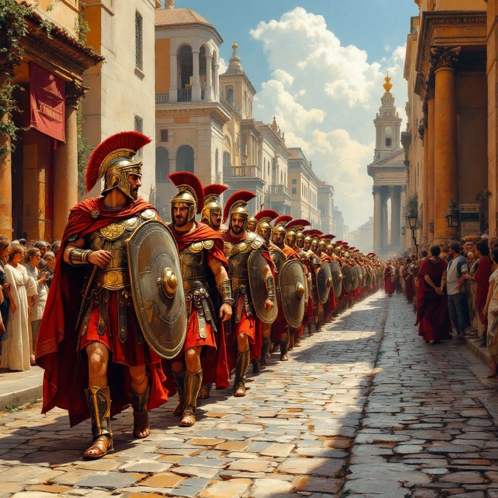 Roman Legion in Ancient Town, Inspired by Gérôme, Caravaggio...