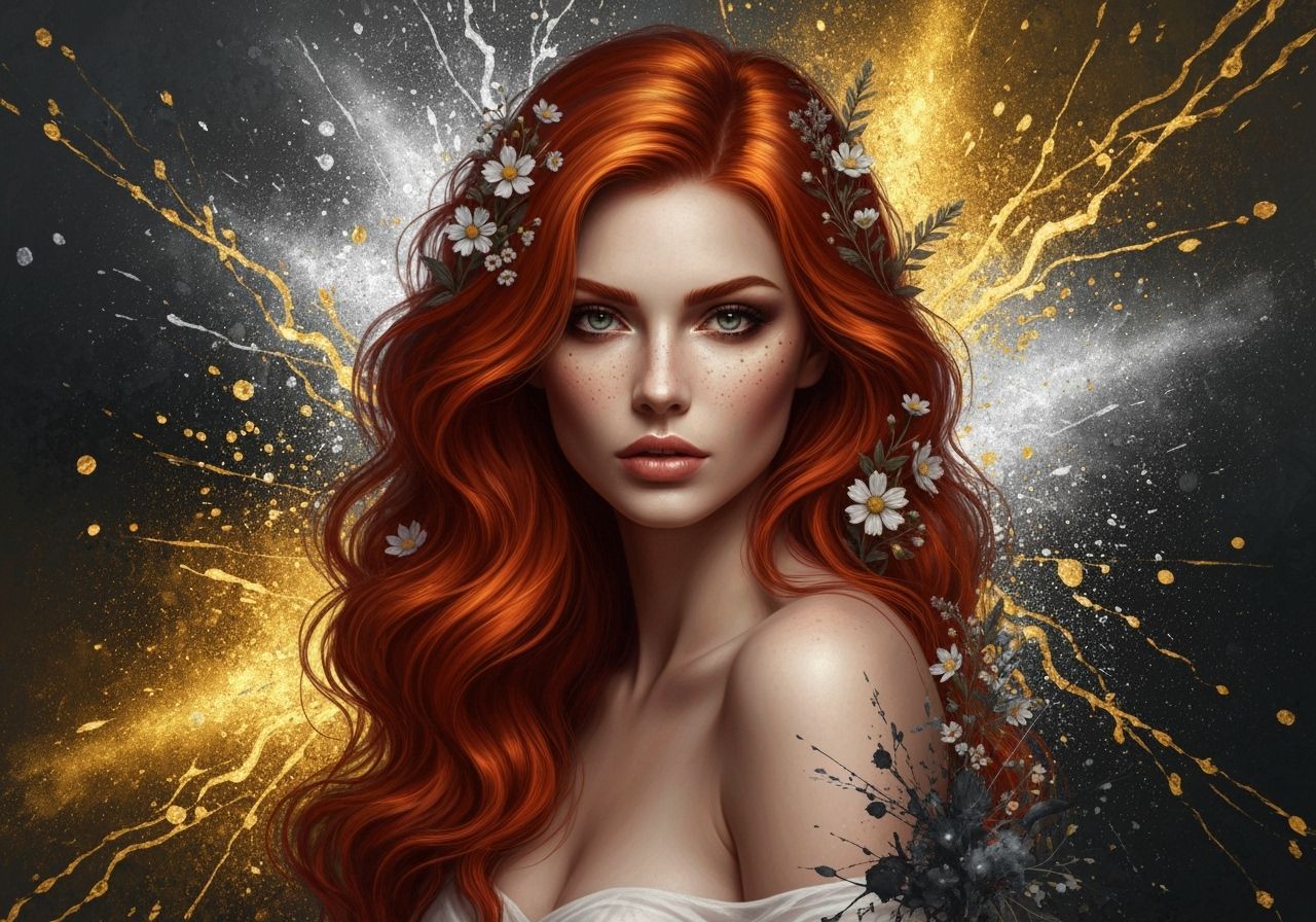 Ethereal Portrait of Woman with Wildflowers in Diamond Art S...