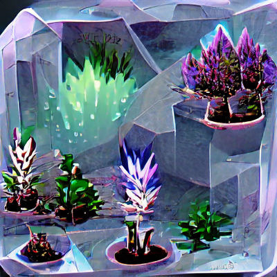 Surreal Crystal Plant Garden