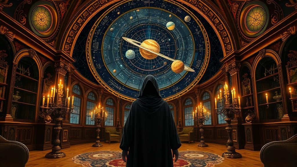 Victorian Sorceress During Celestial Convergence: Surreal Oi...