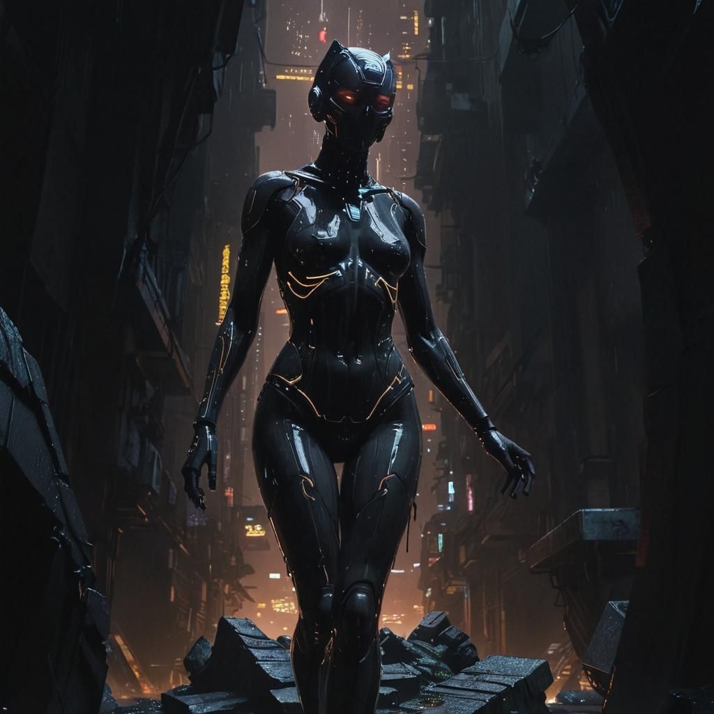 Cyberpunk Labyrinth: Neon Noir Film Still