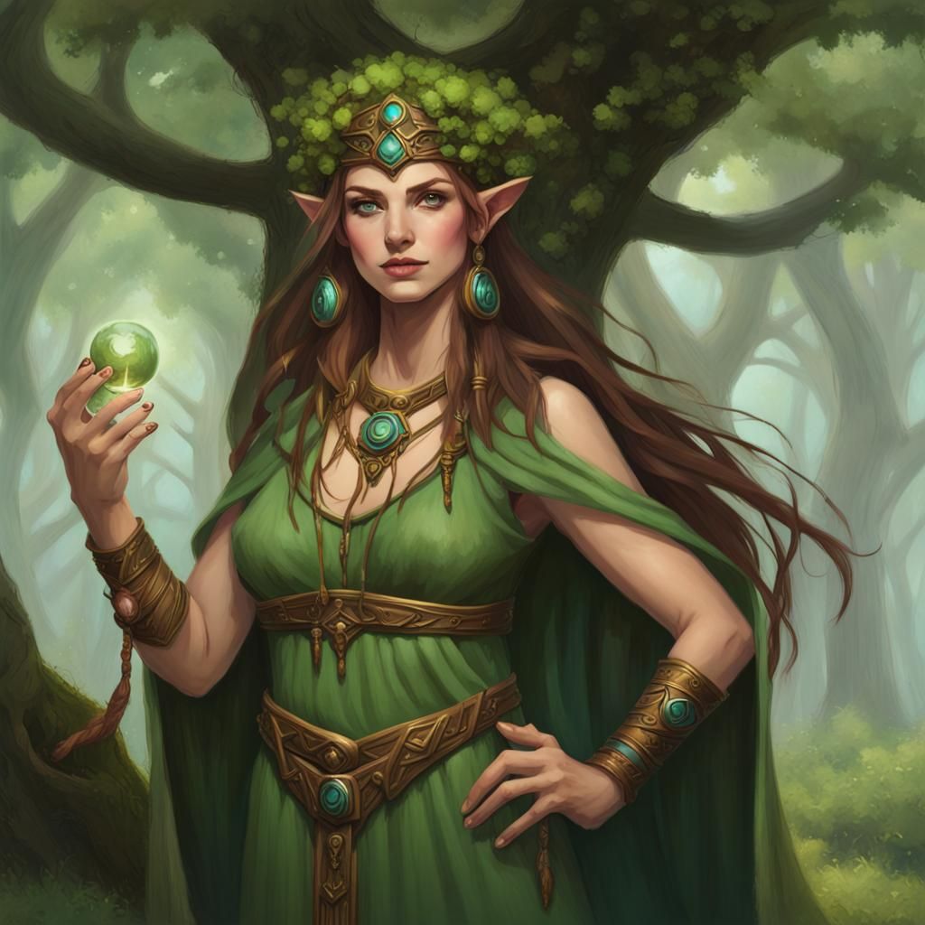 Mystical Druid Priestess in Natural Setting