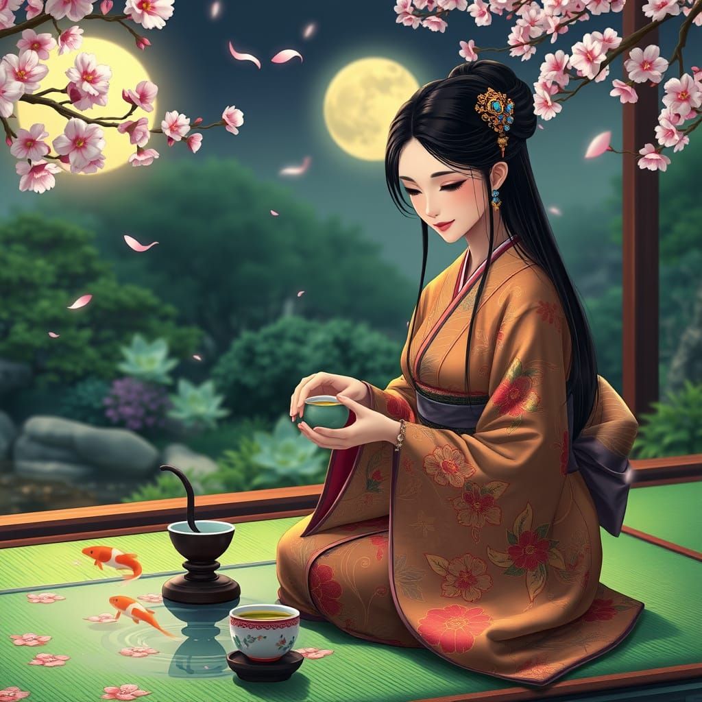 Japanese Tea Ceremony in Dreamlike Garden