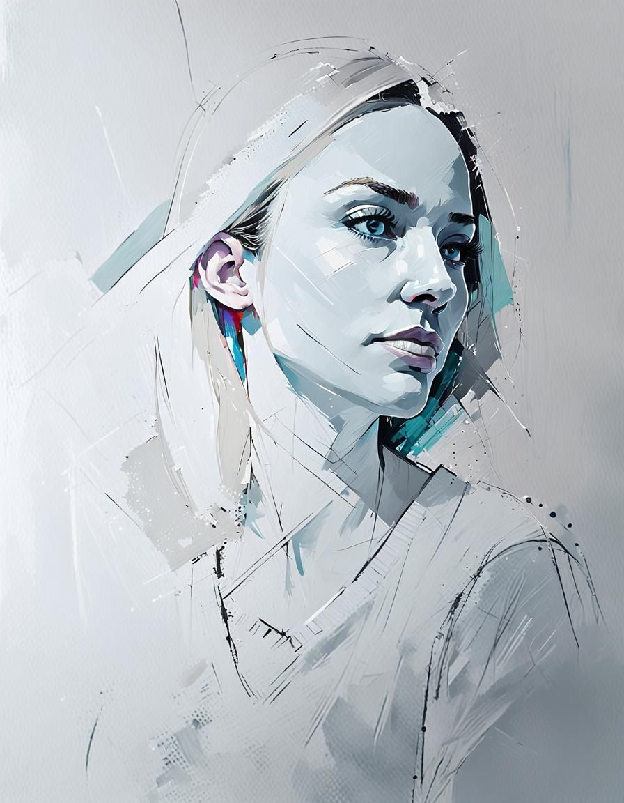 Pop-Expressionist Portrait with Long Eyelashes