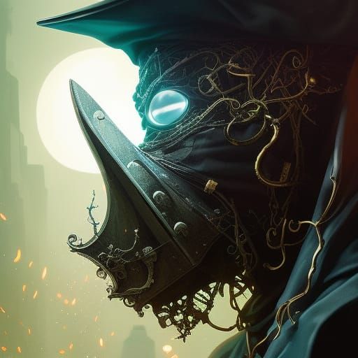 Ancient Plague Doctor Distilling Panic in Dark Academia Styl...