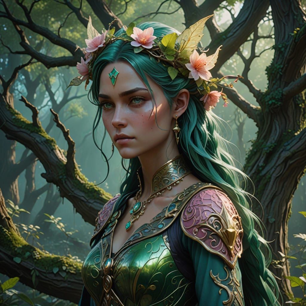 Goddess of the Ancient Tree in Ethereal Beauty