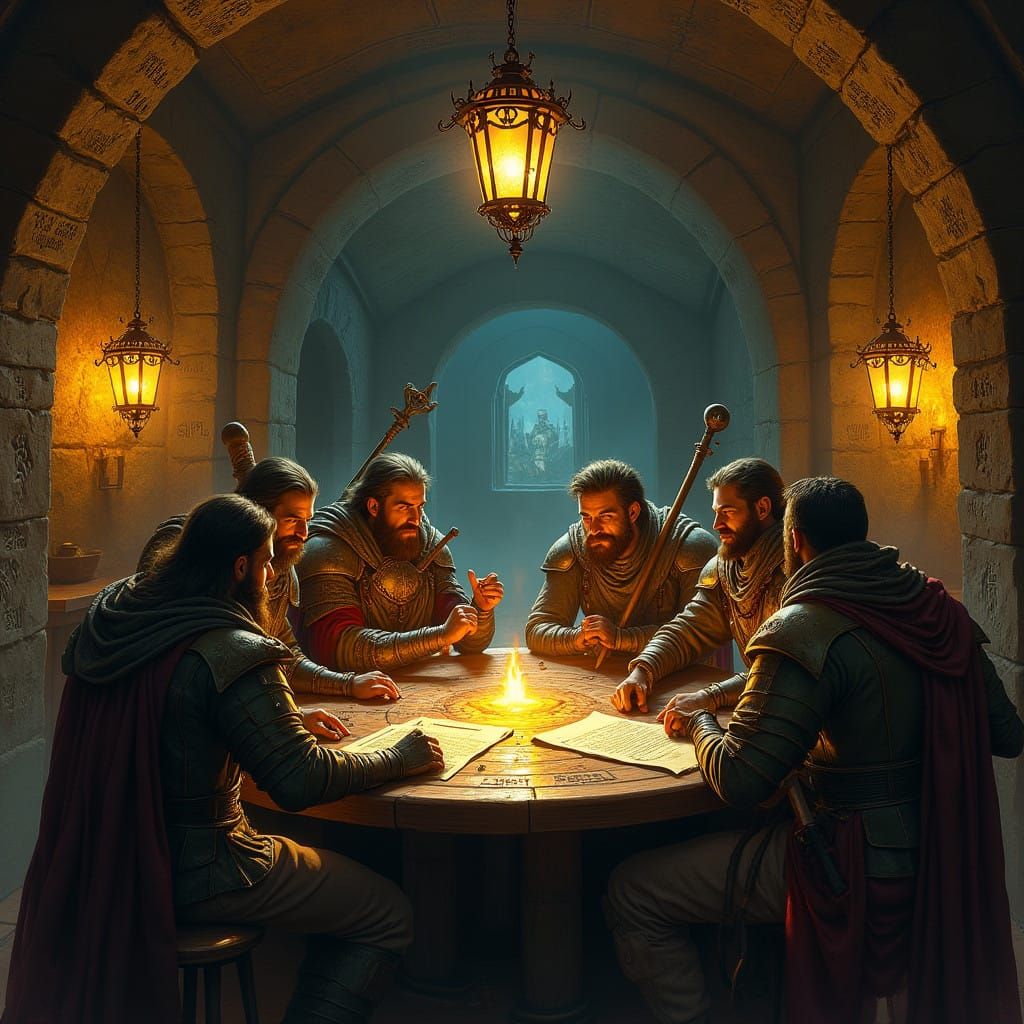 Medieval Fantasy Tavern Scene in Rich, Earthy Tones