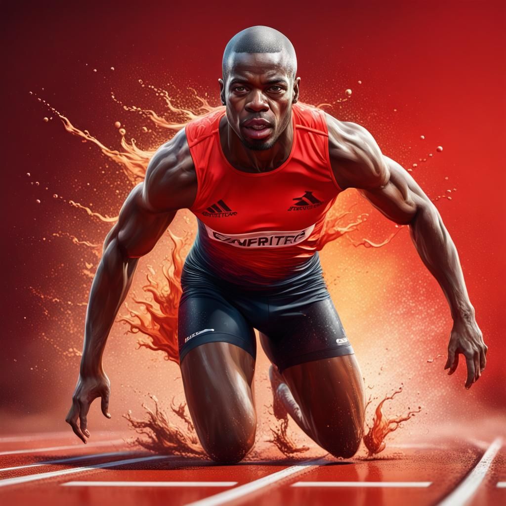 Hyperrealistic Sprinter on Red Track Concept Art