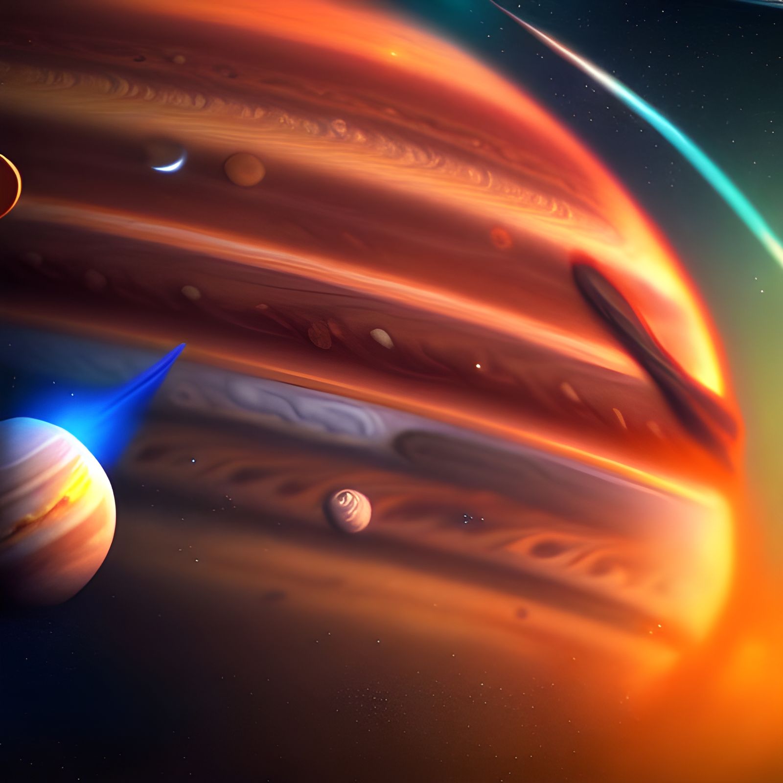 Jupiter and Moons in Detailed Matte Painting