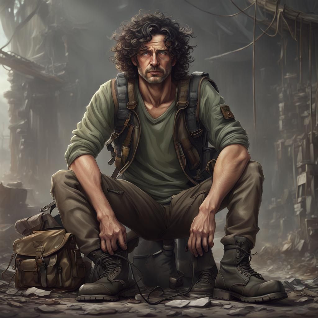 Tired Man with Backpack: Fantasy Concept Art