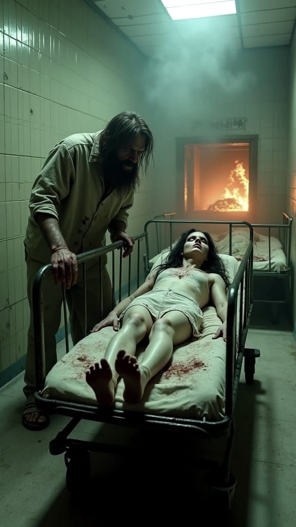 Hyperrealistic Horror Scene in a Dark Hospital