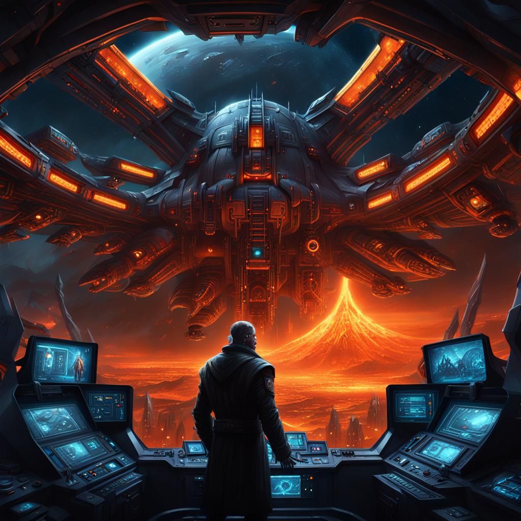 Necromancer Commands Spaceship in Cinematic Concept Art