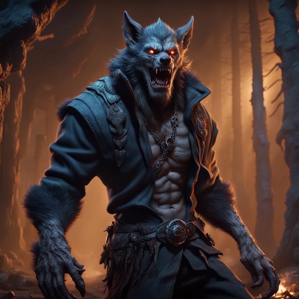 Detailed Werewolf Matte Painting Concept Art
