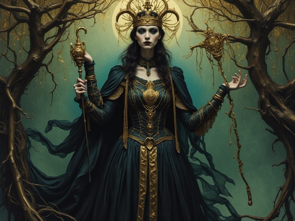 Regal Figure in Mystical Realm: Fantasy Art