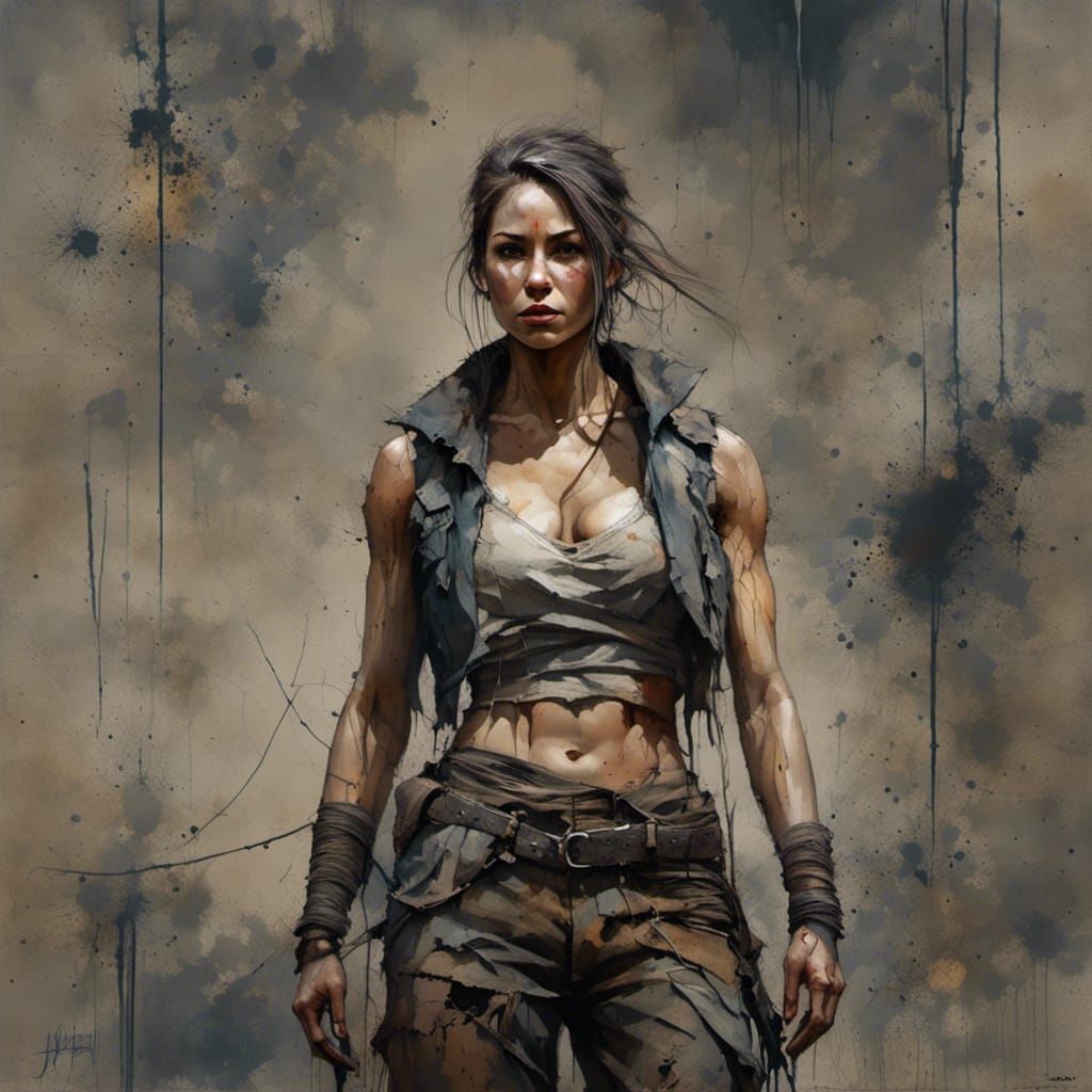 Post-Apocalyptic Woman Portrait in Digital Matte Style