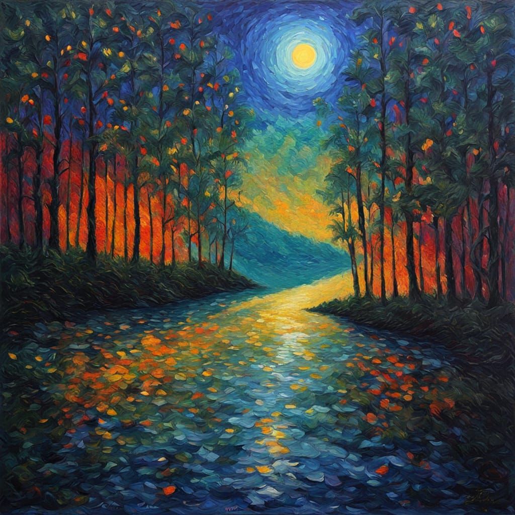 Dreamscape Abyss in Neo-Expressionist Oil Painting