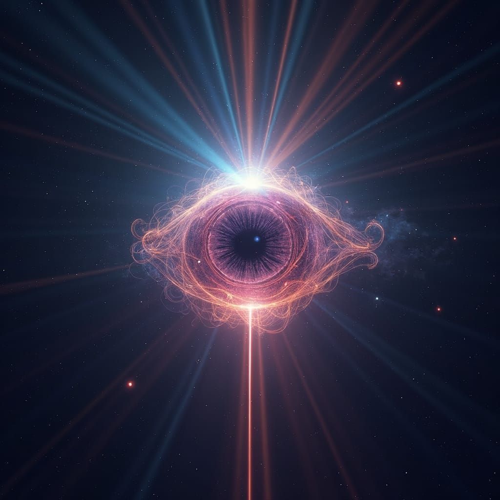Ethereal Third Eye Radiating Light in Starry Cosmos