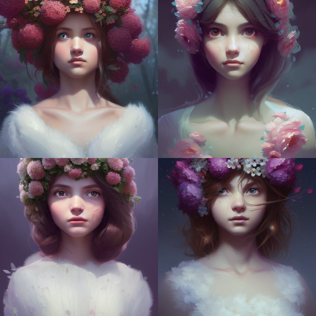 Girl Covered in Flowers: Digital Art by Ghibli