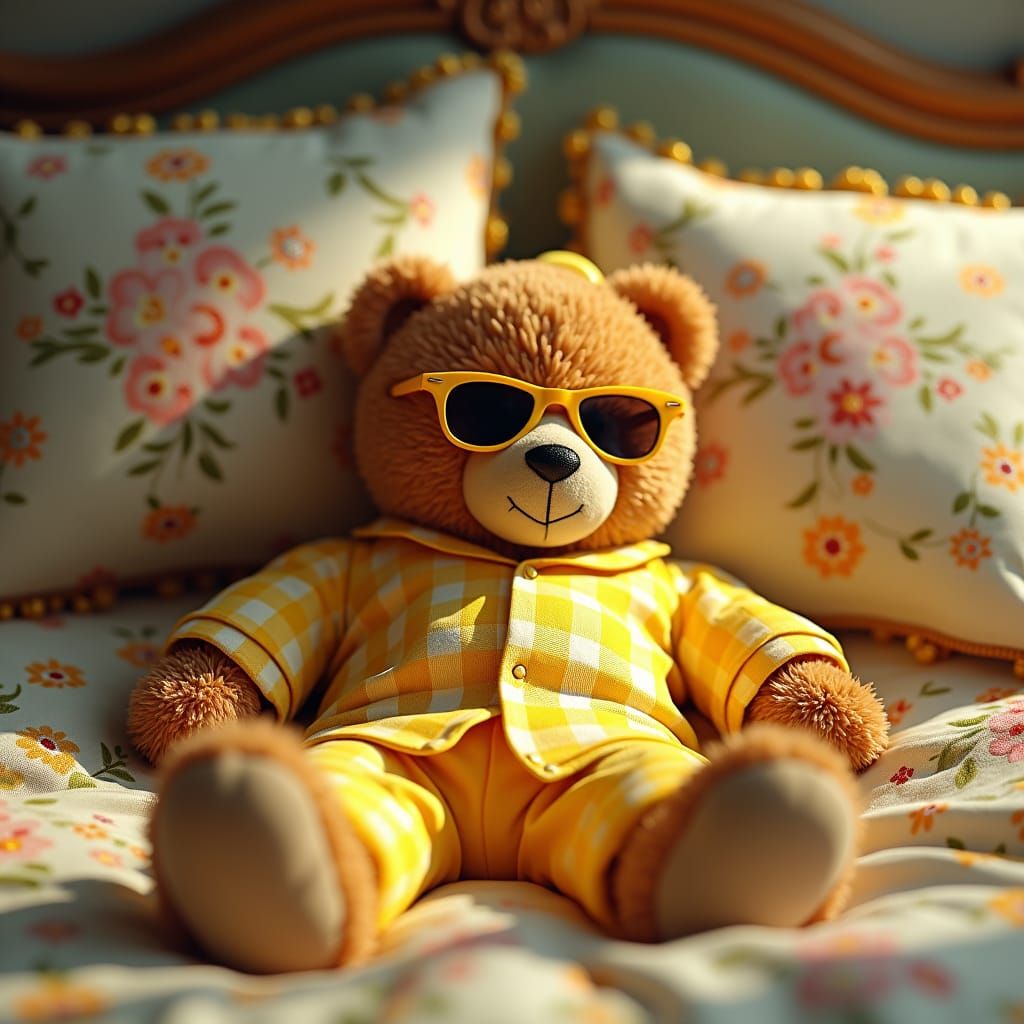 Teddy Bear Dreams in a Nostalgic Futuristic Style