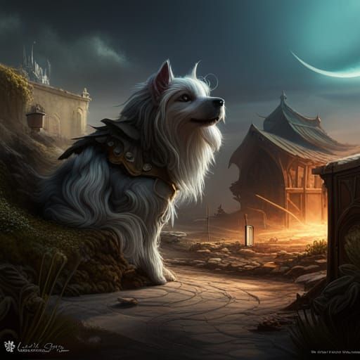 Fantastical Ghost Dog in Detailed Matte Painting