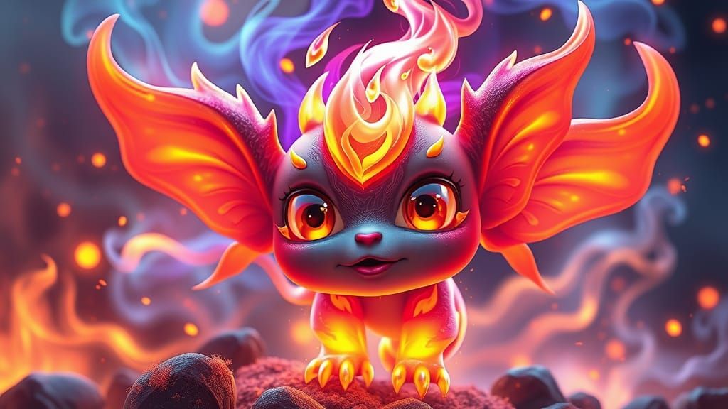Vibrant Fire Creature Sprite in Anime Style