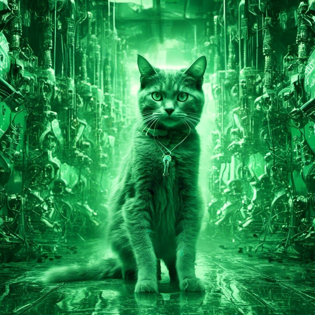 Green Cyberborg with Cat Magazine Cover