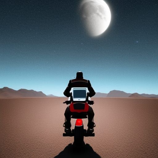 Futuristic Desert Rider Under the Moon