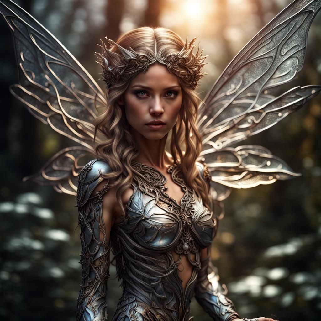 Metallic Elemental Fairy in Hyperrealistic Style