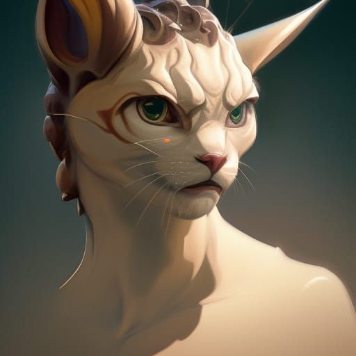 Hyperdetailed Meowth Portrait Inspired by Alphonse Mucha