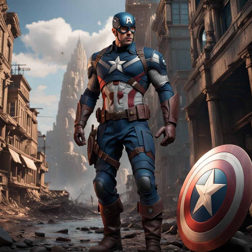 Detailed Matte Painting of Captain America