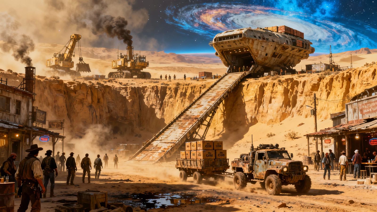 Retro-Futuristic Desert Mining Outpost Resupply