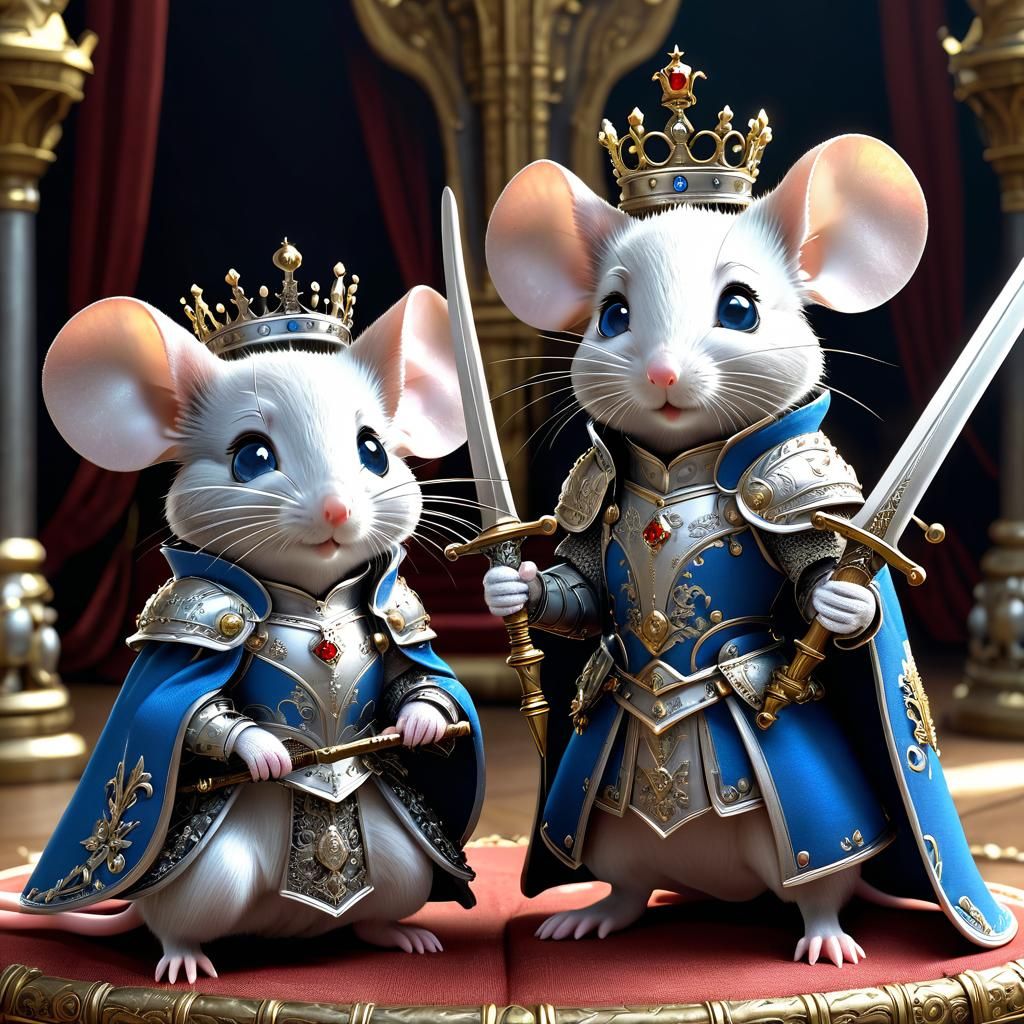 Chibi Mouse King and Queen in Fantasycore Style