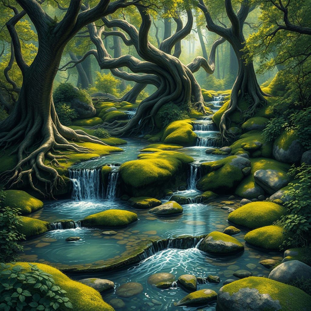 Dreamy Forest Spring in Enchanted Landscape