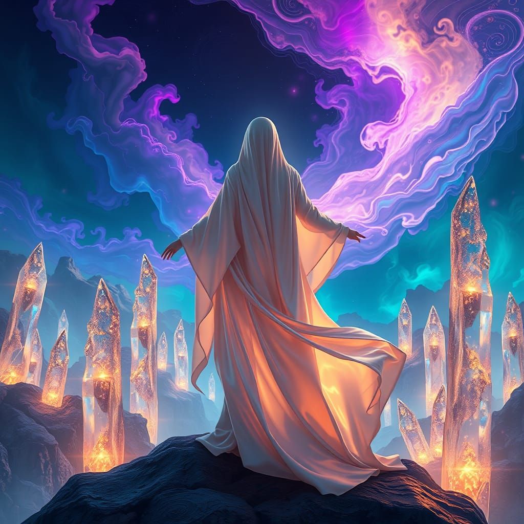 Ethereal Being in Mystical Realm: Digital Art