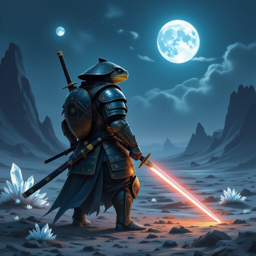 Turtle Samurai on Alien World: Dark Fantasy