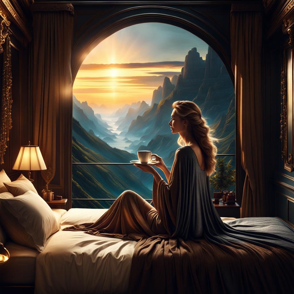 Woman's Morning Coffee: Dramatic Concept Art