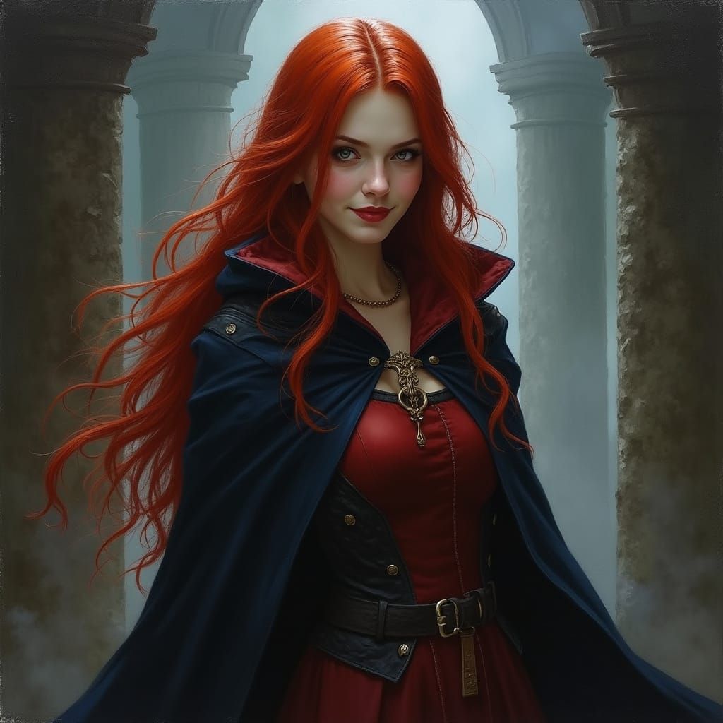 Lady Vampiress Portrait in Dungeons and Dragons Style