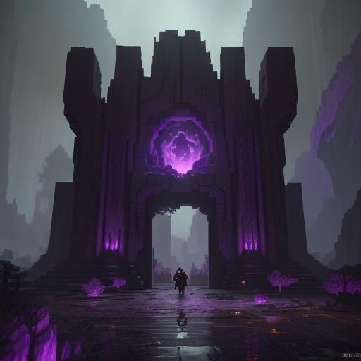 Minecraft Nether Portal: Dark Fantasy Concept Art