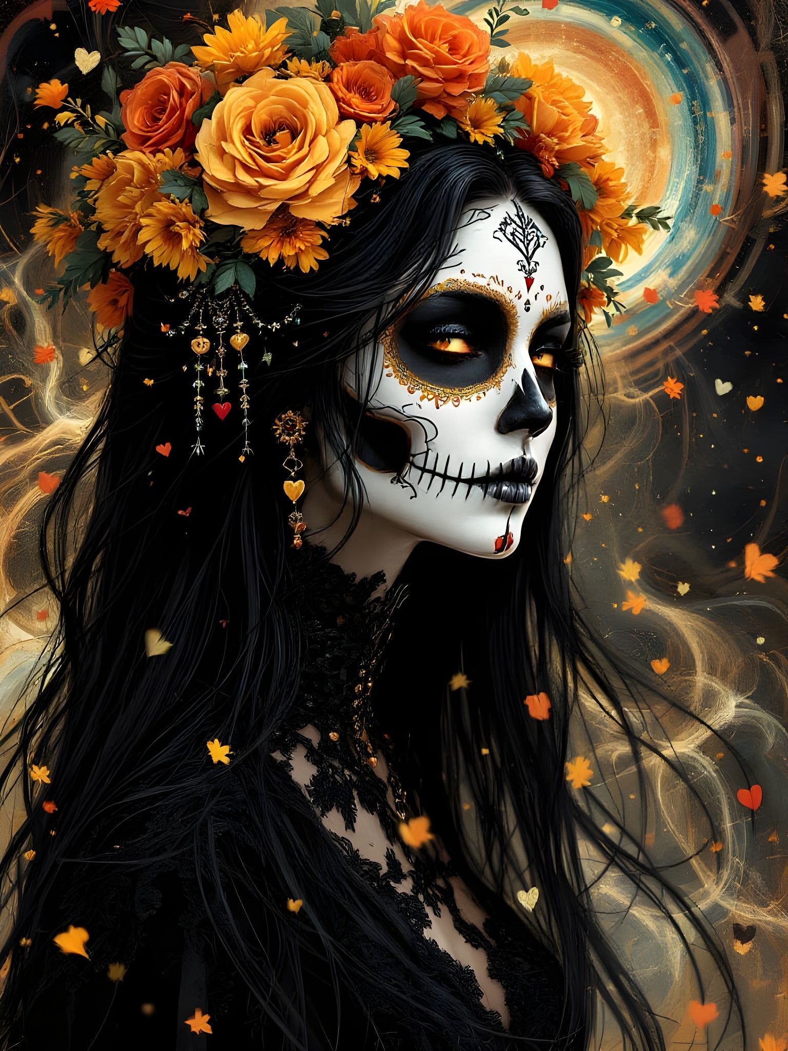 Ethereal La Calavera Catrina in Midnight Gown