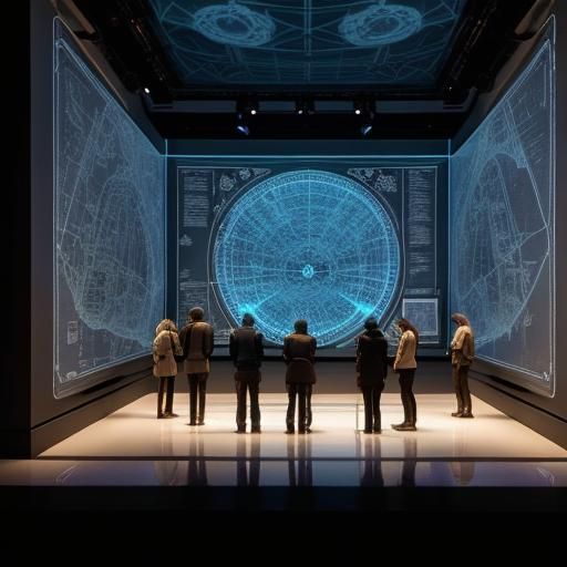 Steampunk Holographic Map Projection in Museum Gallery