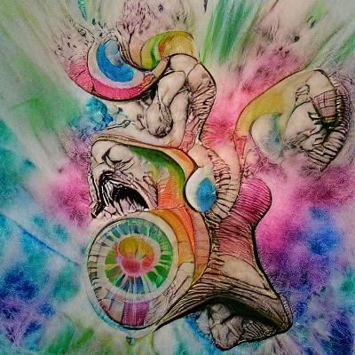 Psychedelic Watercolor Ink Drawing: Power of Now