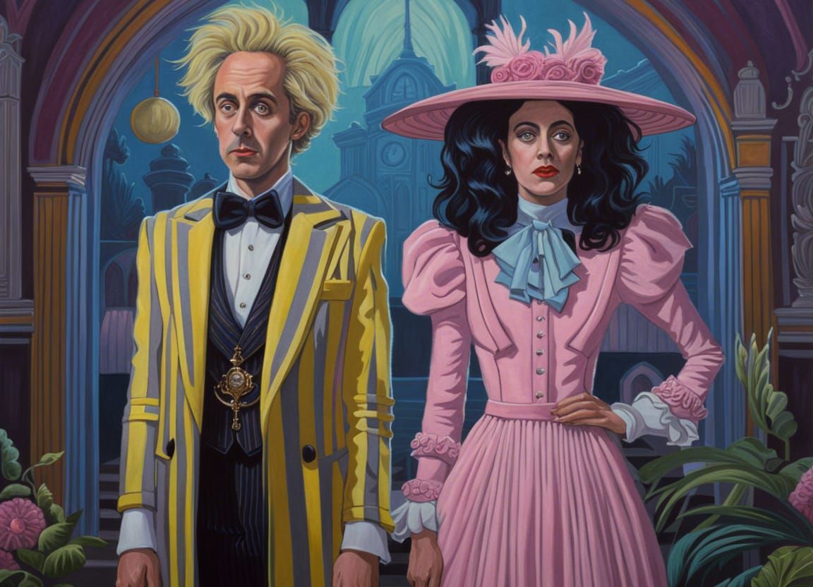 Beetlejuice Film in Wes Anderson Art Nouveau Style