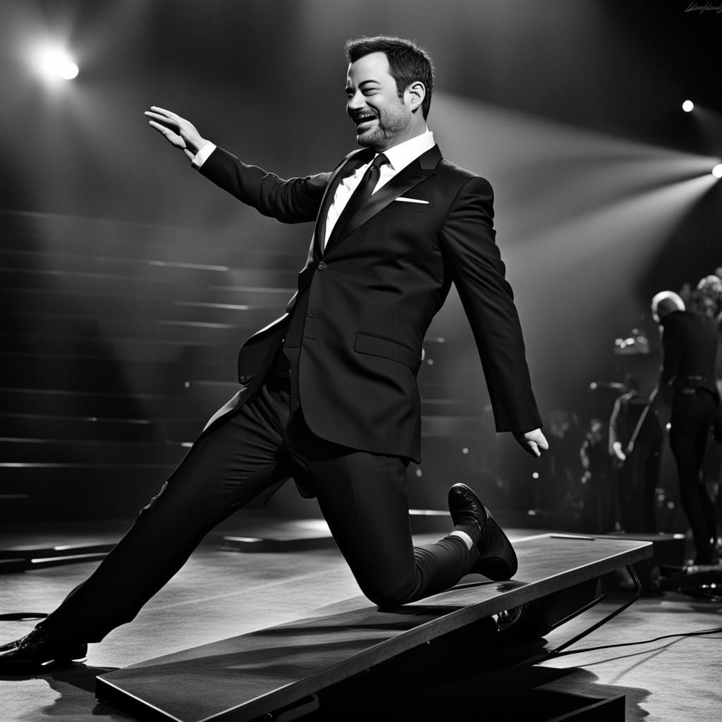 Hyperrealistic Image of Jimmy Kimmel Falling