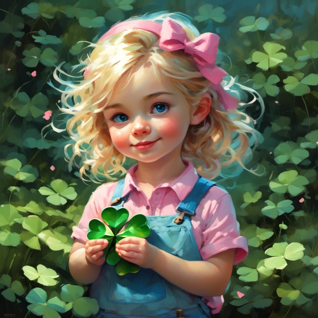 Chibi Blonde Woman with Clover Plushie