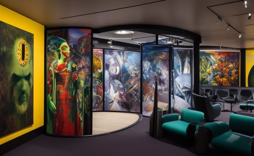 Surreal Airport Waiting Room in Hyperrealistic Style