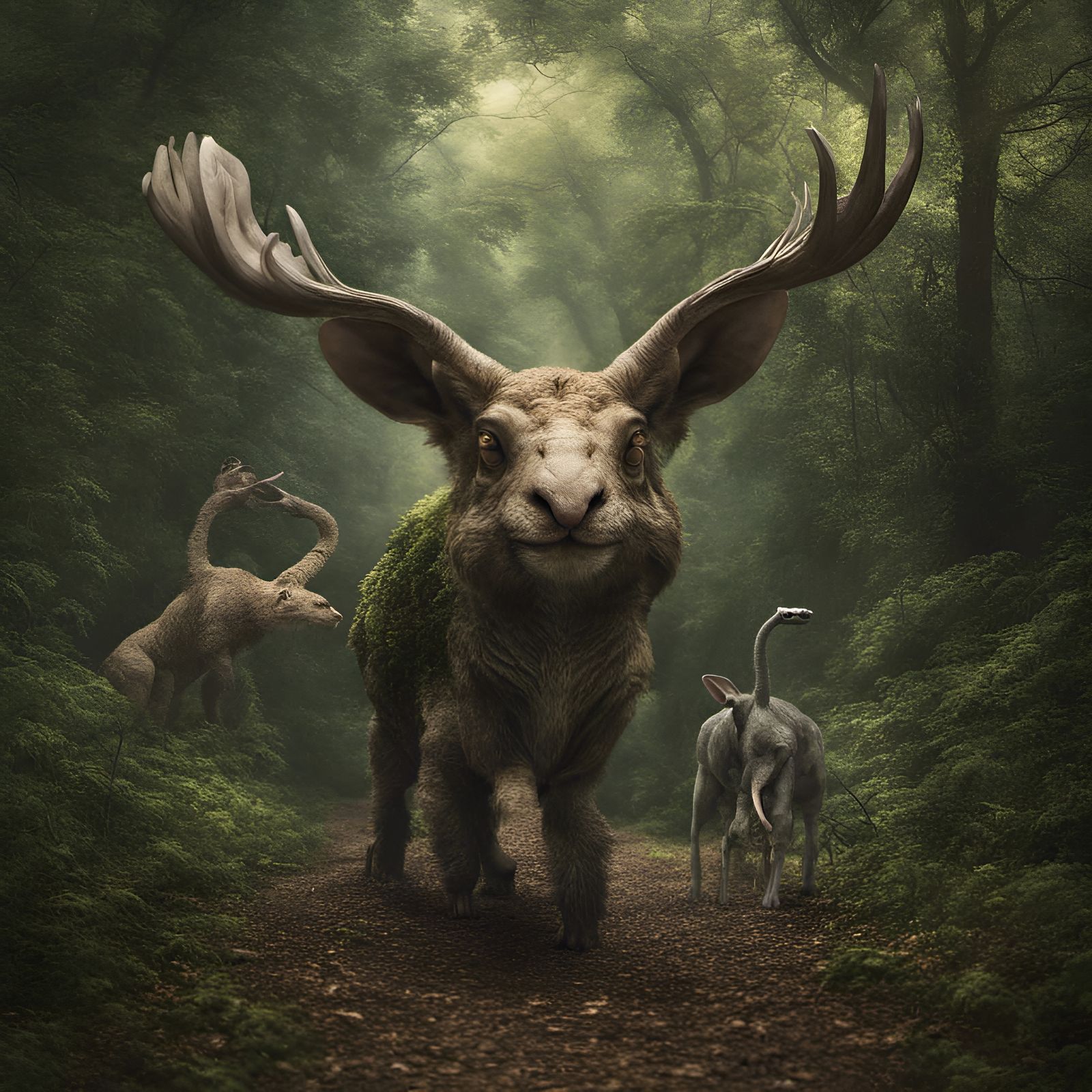 Exotic Forest Creatures on a Walk: 8K Render
